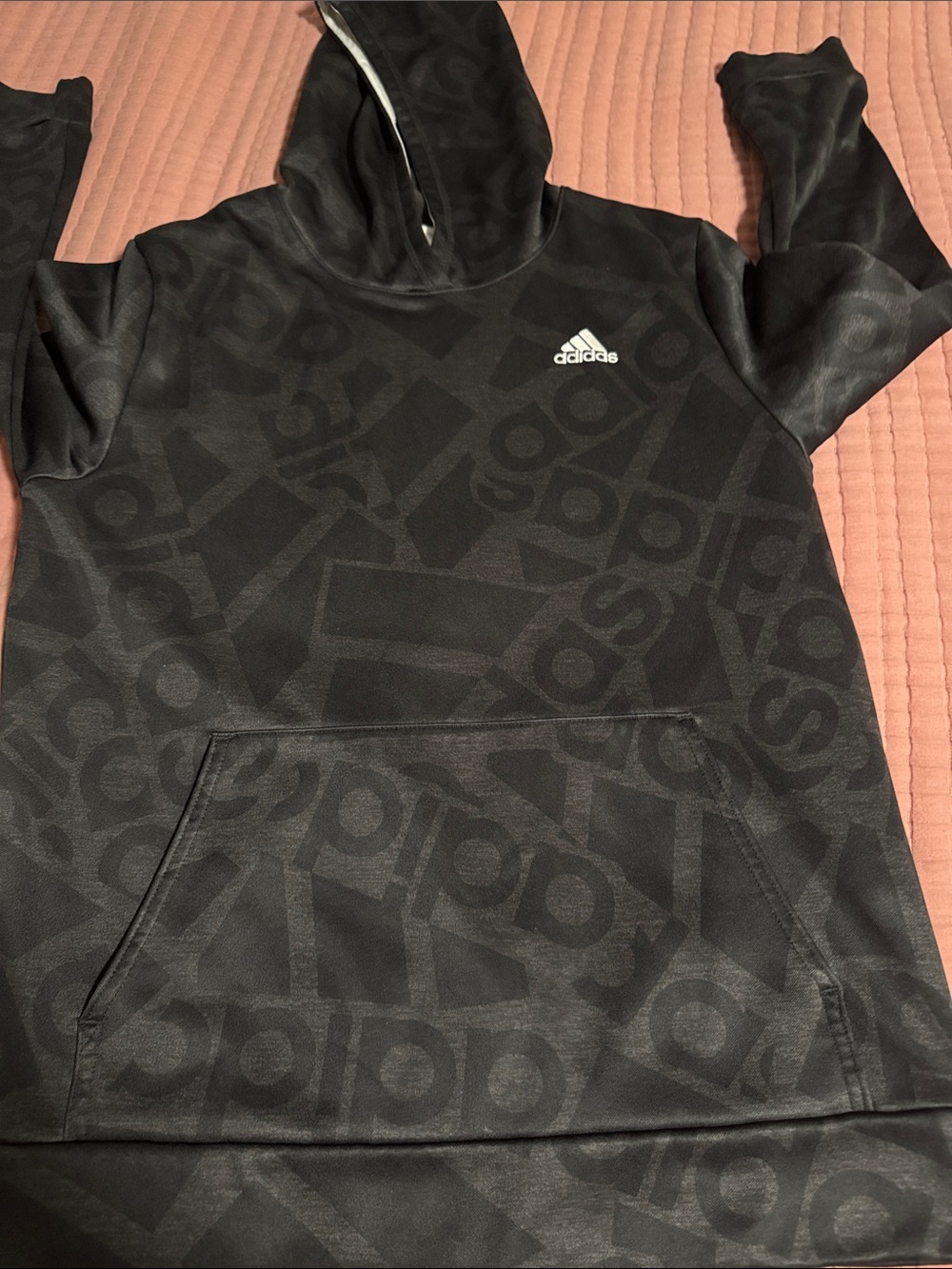 adidas Black and White Pullover Hoodie with Contrast Trim
